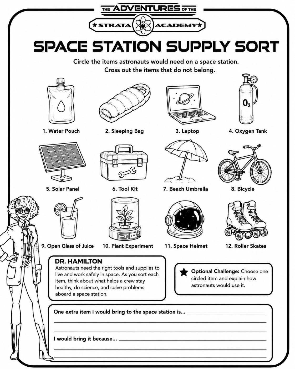 Space Station supply sort printable